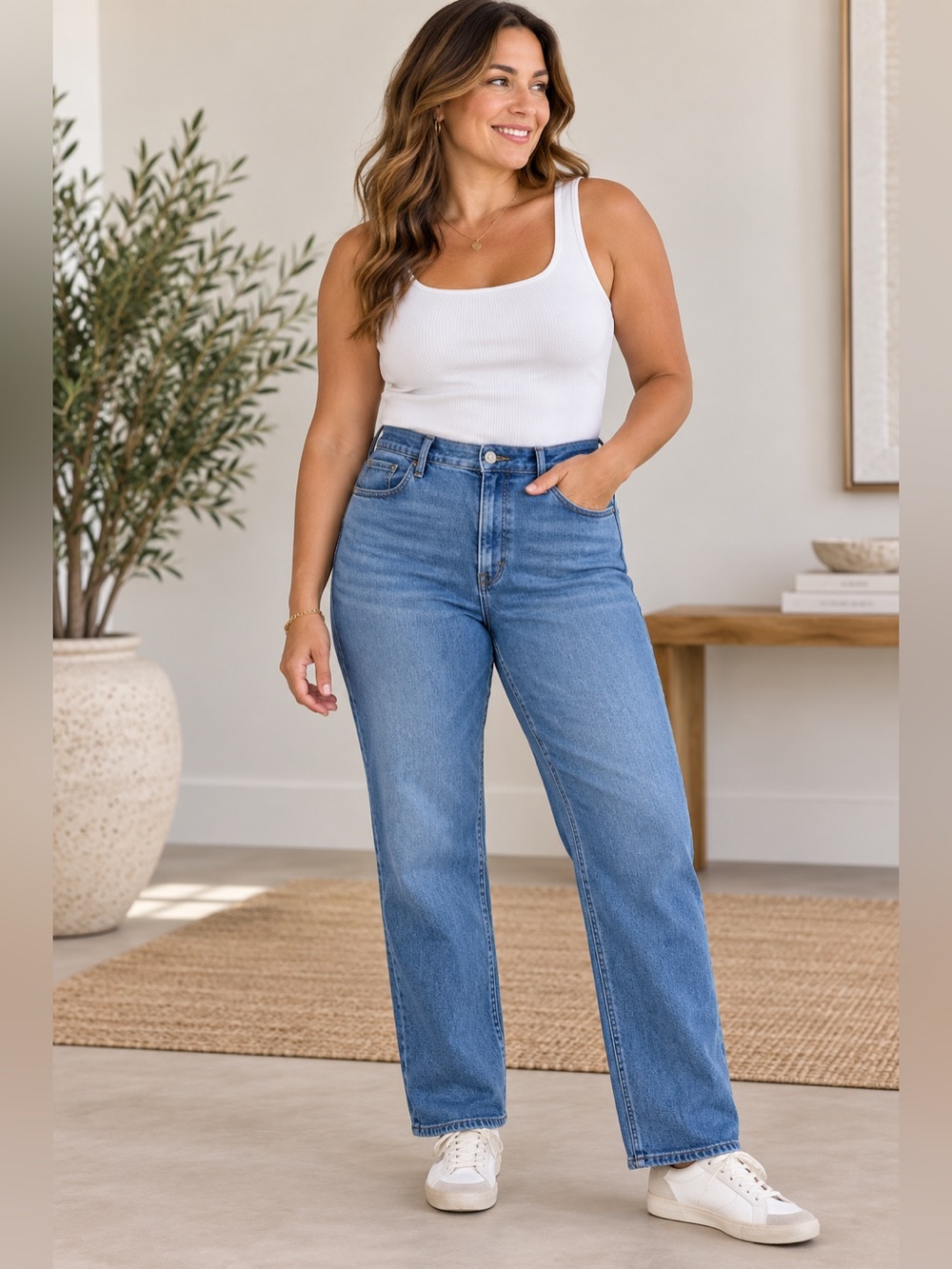 Abercrombie 90s Straight Ultra High Rise Jeans Medium Wash 32 14R